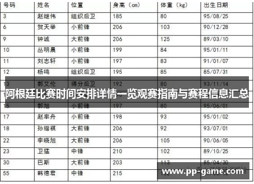 阿根廷比赛时间安排详情一览观赛指南与赛程信息汇总